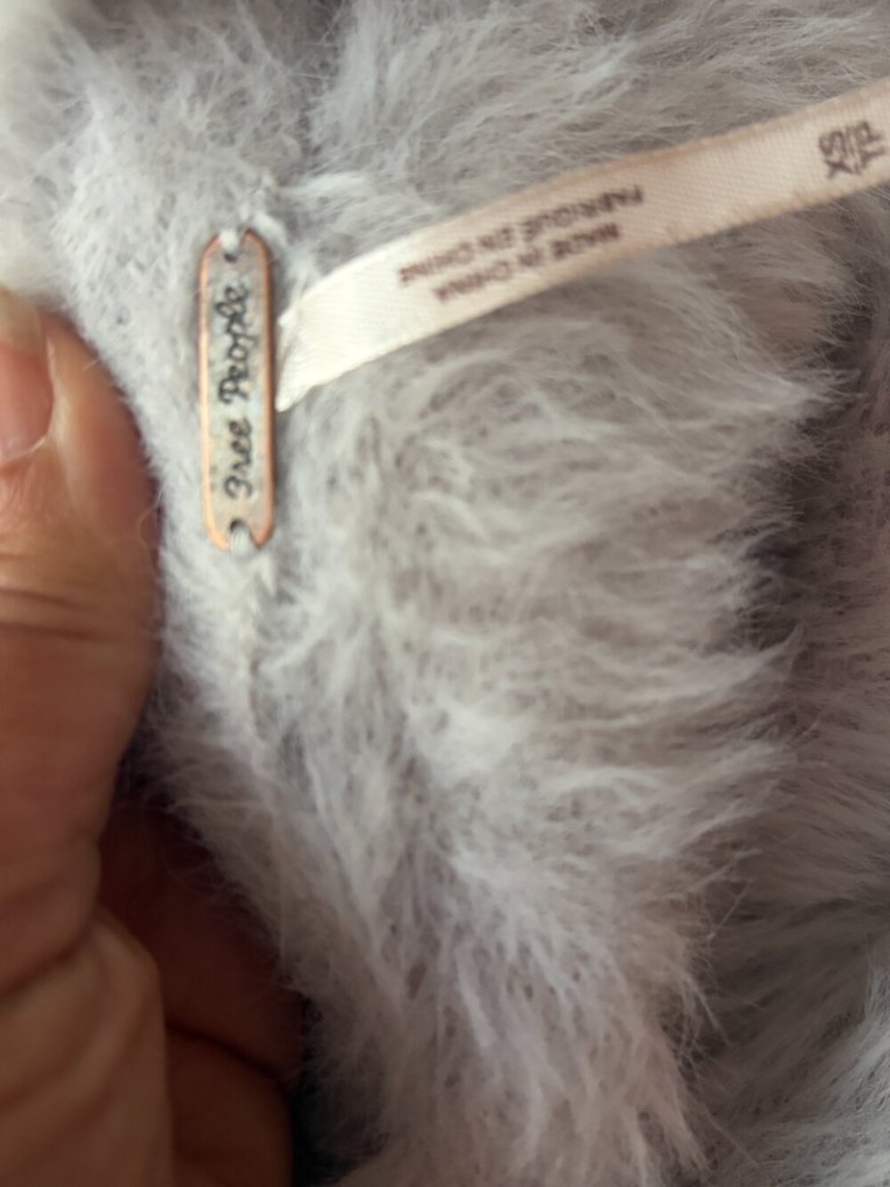Free People Faux Fur Fuzzy Cardigan Sweater Silver Cloud Size XS - Picture 4 of 7